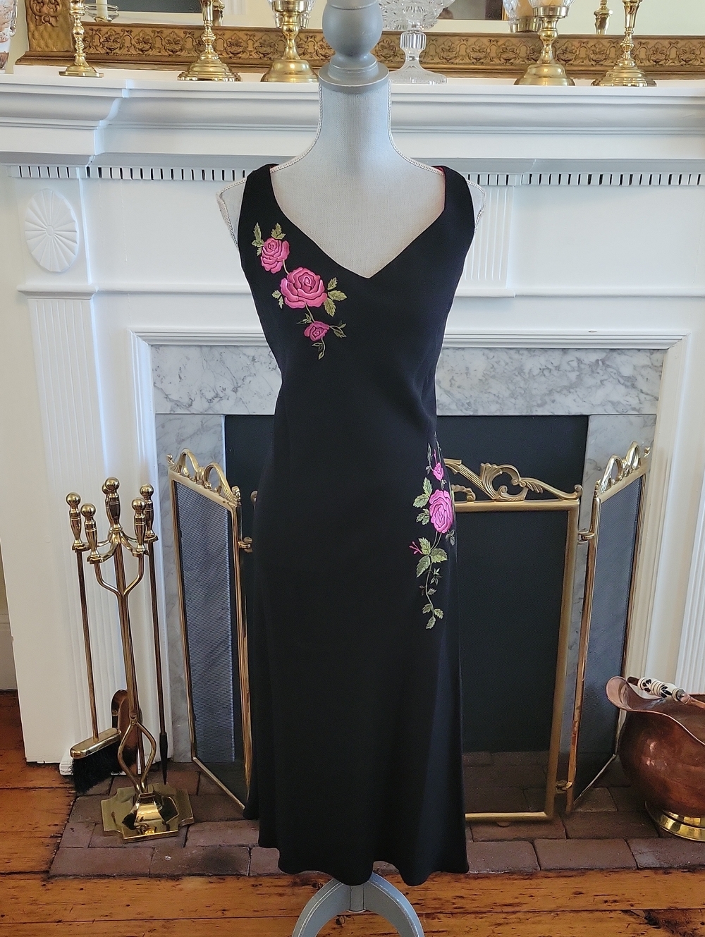 90s S.L. Fashions Embroidered Dress